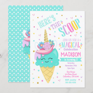 Ice Cream Unicorn Invitación de cumpleaños mágica