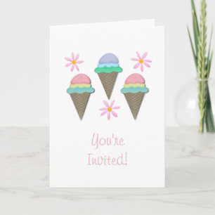 Ice Cream Y Daisy Party Invitación