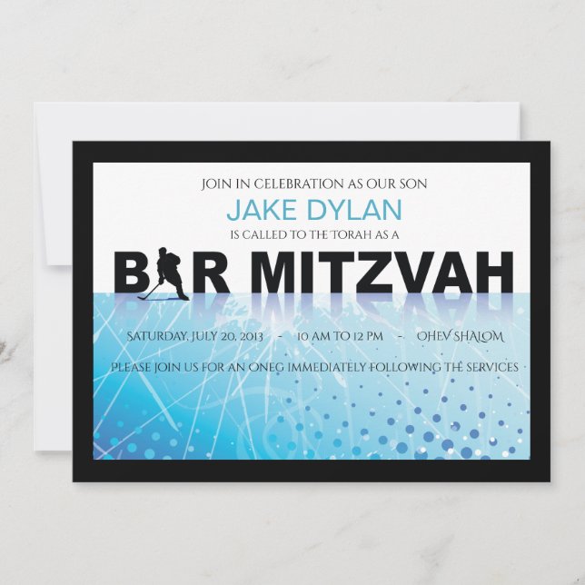 ICE HOCKEY Bar Bat Mitzvah Invitación (Anverso)