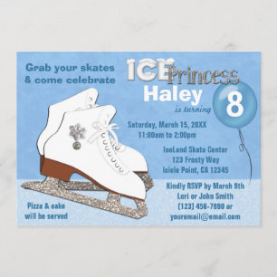 Ice Patinar Invitación al cumpleaños Princesa de H