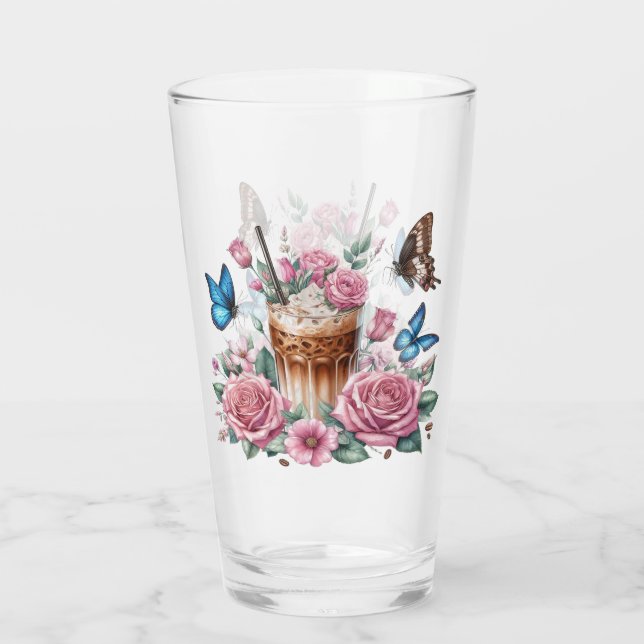 Iced Coffee & Butterfly Floral Art (Reverso)
