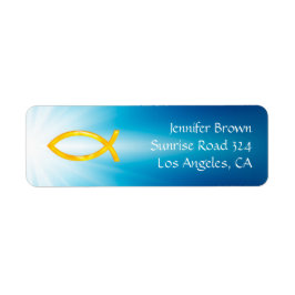 Ichthus - Símbolo cristiano de pescado - Etiqueta 