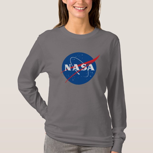 Icónica camiseta L/S femenina de la NASA (gris osc (Anverso)