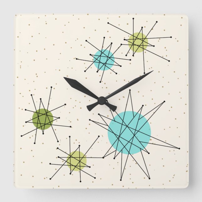 Icónico reloj de pared cuadrado de estallidos atóm (Anverso)