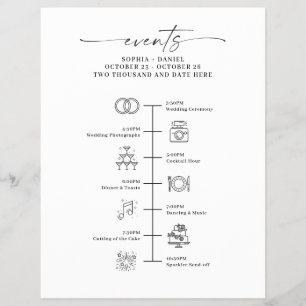 Icono de día de boda Línea de tiempo Carta de bien