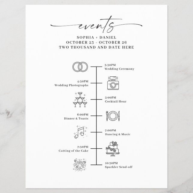 Icono de día de boda Línea de tiempo Carta de bien (Frente)