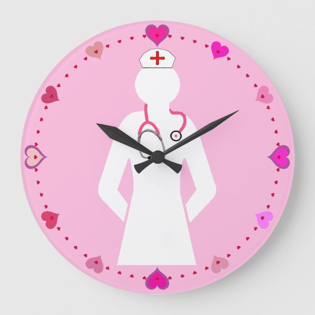 Icono de enfermería con reloj de pared estetoscopi (Anverso)