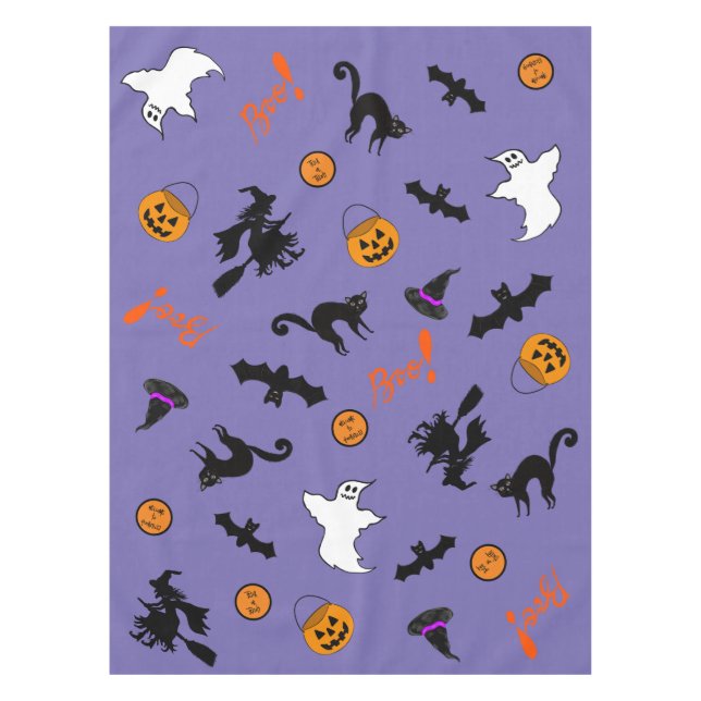 Ícono de Halloween lindo y espeluznante mantel púr (Anverso)