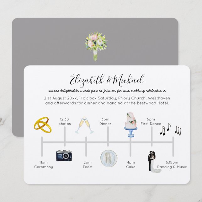 Icono de invitación a línea de tiempo de Boda ilus (Anverso / Reverso)