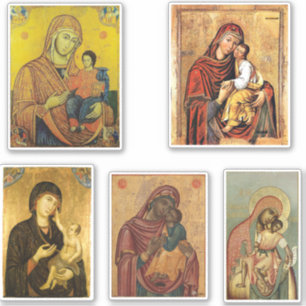 Icono de la Virgen María Pegatina Rectangular