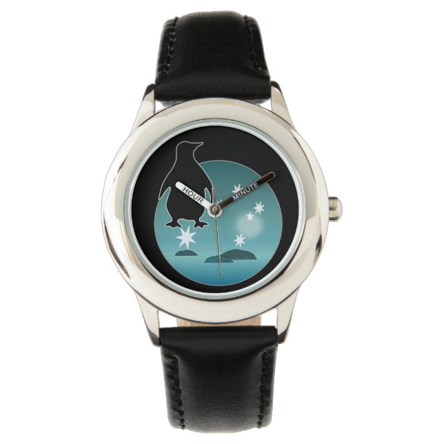 Icono del pingüino australiano niños reloj de acer (Anverso)