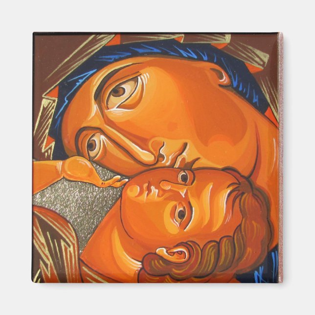 Icono ortodoxo Virgen con el imán infantil en jueg (Frente)