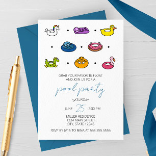 Iconos de balsas de piscina Invitación a fiesta en