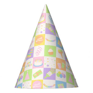 Iconos de Cumpleaños con Pastel Sombrero de Fiesta