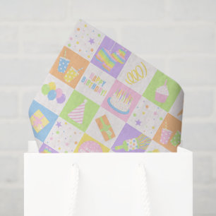 Iconos de Cumpleaños de Pastel Papel de Seda con P