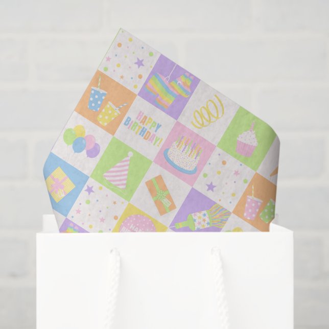 Iconos de Cumpleaños de Pastel Papel de Seda con P (Bolsa de regalo)