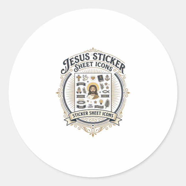 Iconos de hoja de pegatinas de Jesús Hoja de pegat (Anverso)