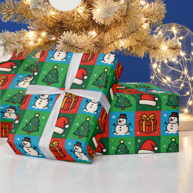 Iconos de Navidades divertidos envolver papel (Vacaciones)