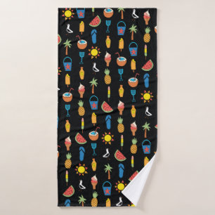 Iconos de verano sin fisuras patrón vintage negro