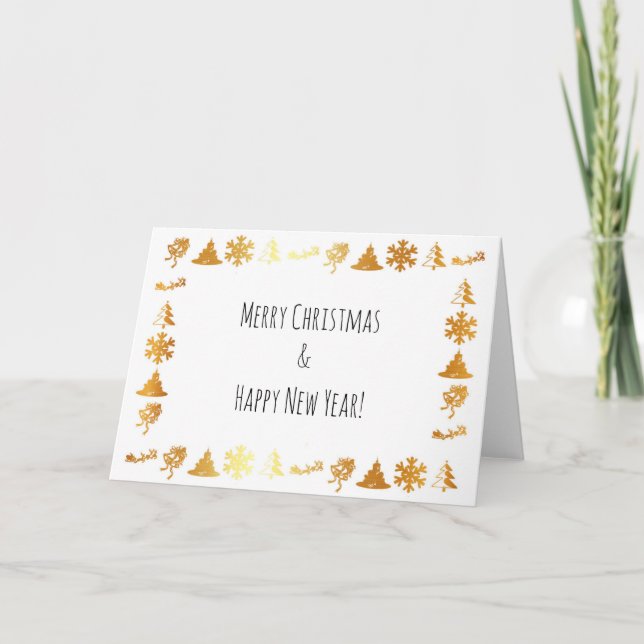 Iconos dorados de lujo en tarjeta de felicitación  (Anverso)