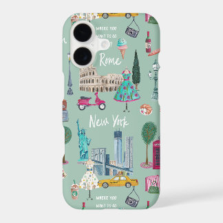 Iconos Ilustrados de Viajes a Rome Nueva York