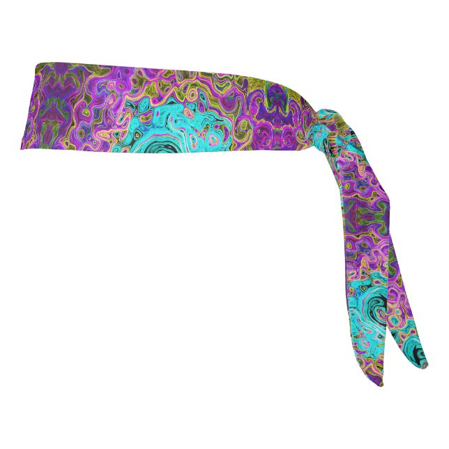 Icy Aqua Blue Groovy Abstract Retro Liquid Swirl (Girar 90)