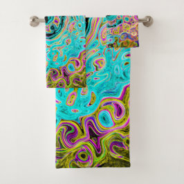 Icy Aqua Blue Groovy Abstract Retro Liquid Swirl