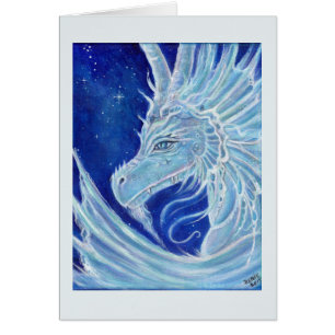 Icy blue dragon card por Renee L. Lavoie