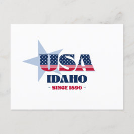 Idaho en postal roja, blanca y azul