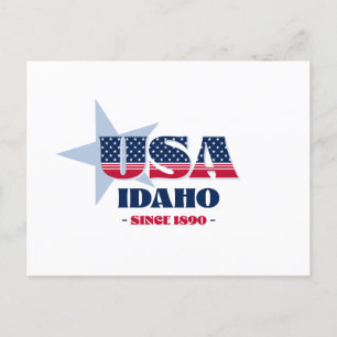 Idaho en postal roja, blanca y azul