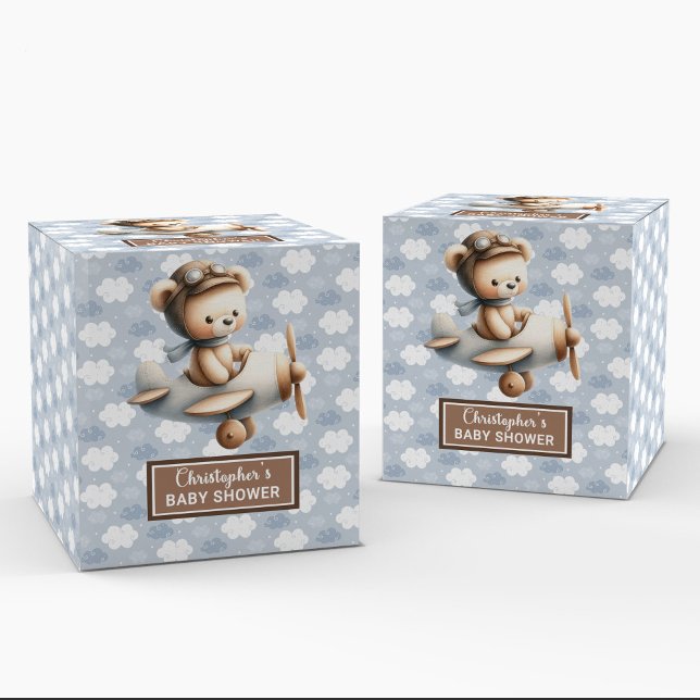 Idea de caja de tratamiento de bebé piloto de osit (Soft teddy bear pilot baby shower treat box idea)