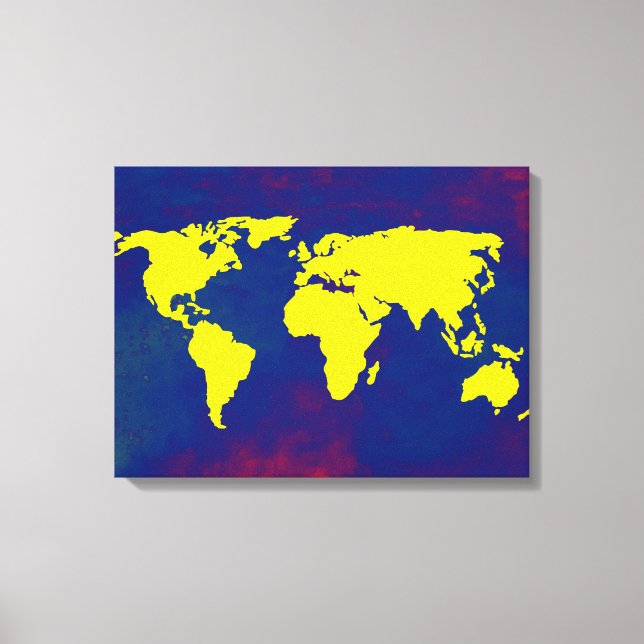 idea de decoración de mapa del mundo amarillo y az (Anverso)