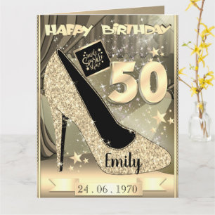 Idea de tarjeta de cumpleaños 50 Gold personalizad