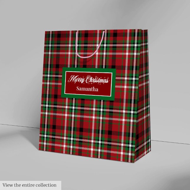 Ideas de bolsas de regalo de Navidad en cuadros ro (Christmas Gift Bag Ideas Red Green Holiday Plaid )