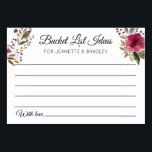 Ideas de la lista de baldes caen tarjetas de bodas<br><div class="desc">Estas hermosas tarjetas de lista de cubo personalizadas serán el complemento perfecto para tu recepción de boda o ducha de matrimonio o pareja. Este diseño está decorado con flores de color burdeos y ofrece un espacio para que los clientes dejen su lista de cubos con ideas de lugares o actividades...</div>