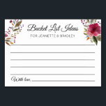 Ideas de la lista de baldes caen tarjetas de bodas<br><div class="desc">Estas hermosas tarjetas de lista de cubo personalizadas serán el complemento perfecto para tu recepción de boda o ducha de matrimonio o pareja. Este diseño está decorado con flores de color burdeos y ofrece un espacio para que los clientes dejen su lista de cubos con ideas de lugares o actividades...</div>