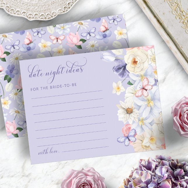 Ideas de Noche de Cita Morada Tarjeta (Purple Date Night Ideas Card
)