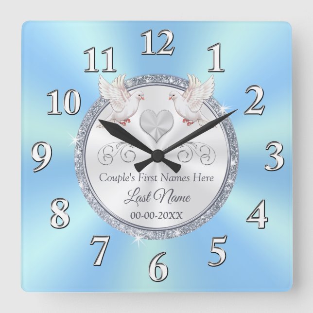 Ideas de regalo Boda personalizadas reloj Boda azu (Anverso)