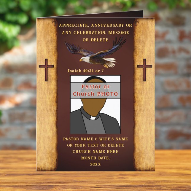 Ideas de tarjeta de agradecimiento del pastor, ani (Appreciation card for pastor and wife. Majestic Eagle soaring over Cross. Photo Christian Cards. )