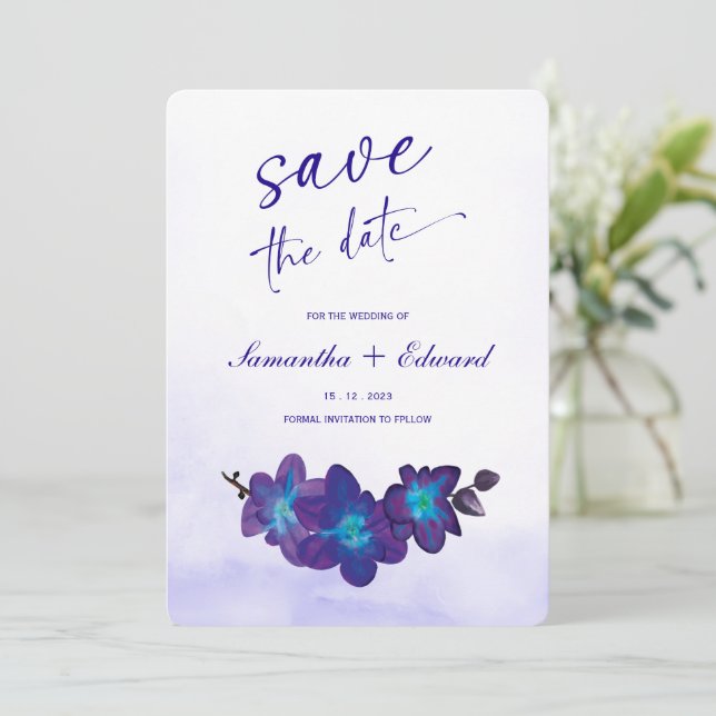 Ideas de tarjeta de aviso de Blue Orchid Turquesa (Anverso de pie)