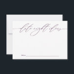 Ideas púrpura de noche recién casados Tarjeta Keep<br><div class="desc">Estas hermosas tarjetas ofrecen una manera única para que los huéspedes bodas compartan sus ideas favoritas de noche de cita con la novia y el novio. Ideal para añadir un toque personal a su día especial, estas tarjetas garantizan el apretado keepsakes para la pareja feliz. Ideal para bodas, duchas de...</div>