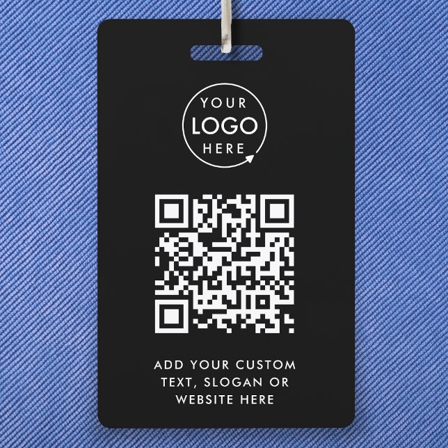 Identificación Código QR de Insignia de Evento | Tarjeta de Ident (Versatile editable ID badge template with interactive QR code & your business logo.)