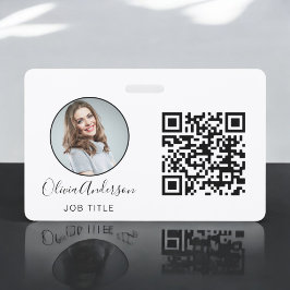 Identificación Código QR Foto profesional Tarjeta de visita blanc