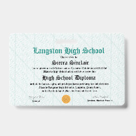Identificación Mini Diploma - Tarjeta de tamaño de paquete