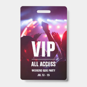 Identificación Personalizado VIP Tarjeta de pase de concierto de