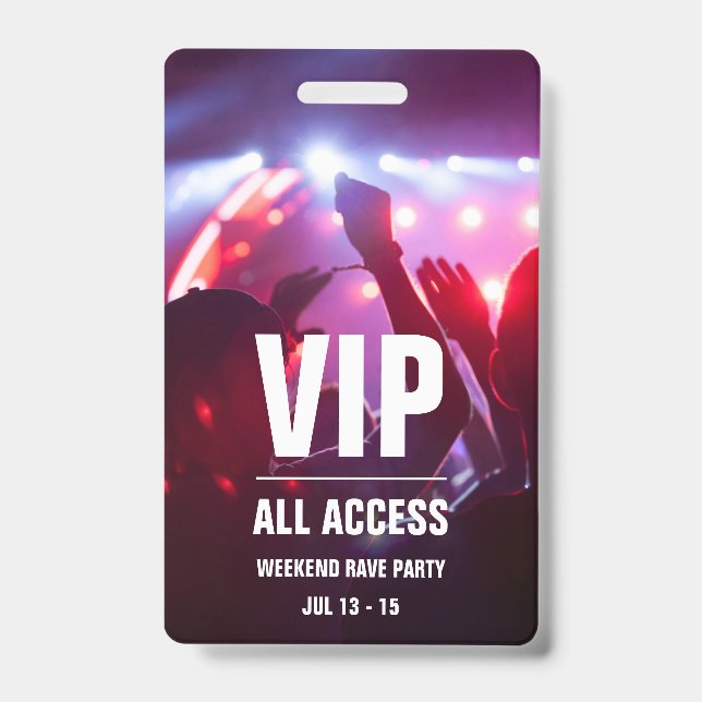 Identificación Personalizado VIP Tarjeta de pase de concierto de  (Front)