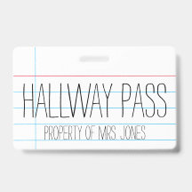 Profesora de aula escolar - Tarjeta Hallway Pass