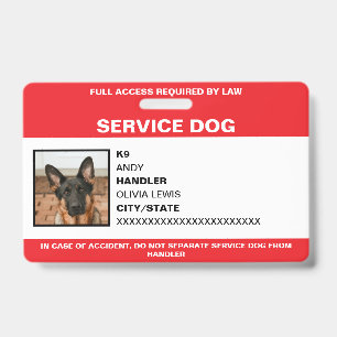 Identificación Servicio de Perro de Asistencia con Tarjeta Ada Pe