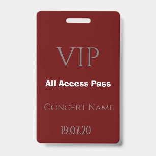 Identificación Simple tarjeta VIP de Borgoña de acceso directo