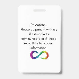 Identificación Soy autista - Tarjeta de comunicación